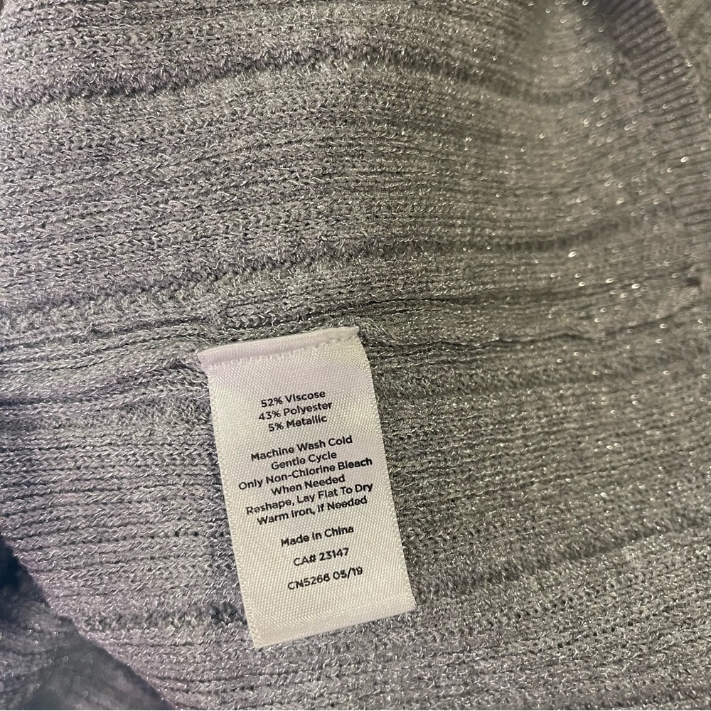 Talbots Gray Silver Metallic Thread Sleeveless Cr… - image 6